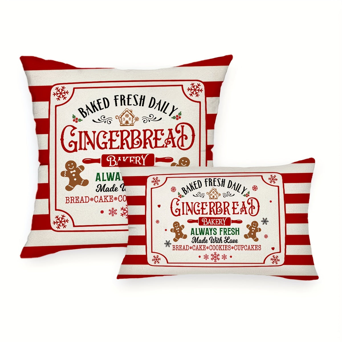 1pc Rustic Gingerbread Christmas Throw Pillow Cover - Vibrant Festive Farmhouse Holiday Decor with Polyester Zippered Cushion Case - Perfect for Couch Sofa, Living Room, Bedroom, Hand Wash Only, 11.8x19.7in/17.7x17.7in Size