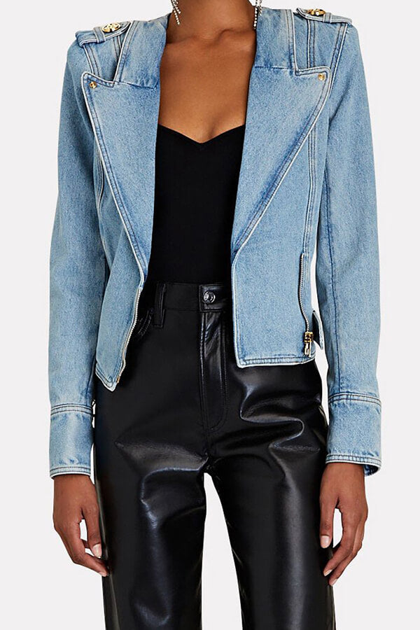 storexq Washed Denim Rocking Belted Jacket