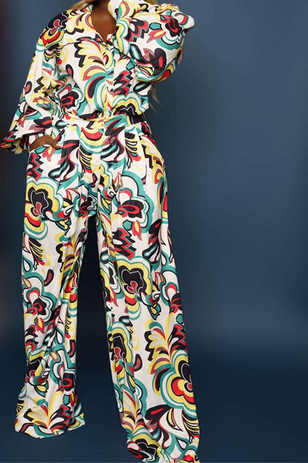 storexq Tribal Floral Print Retro Wide Leg Jumpsuit