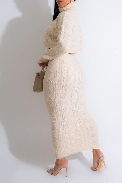 namcoverse Solid Color Classic Twist Knit Dress Suit