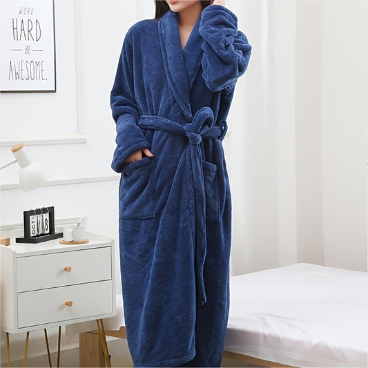 1pcs Ultra Plush Softness Bathrobe with Pockets - Quick-Drying, Fade-Resistant, Lint-Free, Absorbent, Cozy Wearable Sleepwear Robe for Men and Women - Perfect Household Bathroom Supplies for Relaxation and Comfort