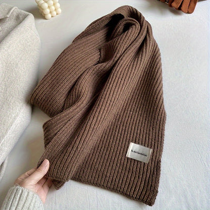 Elegant Solid Color Knit Scarf - Thick, Warm & Windproof for Autumn/Winter | Soft Acrylic