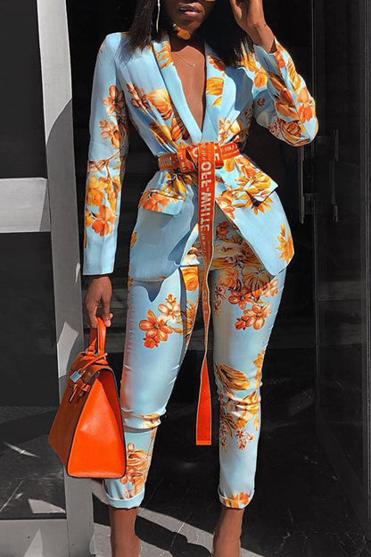 storexq Flower Print Romantic Pant Suit