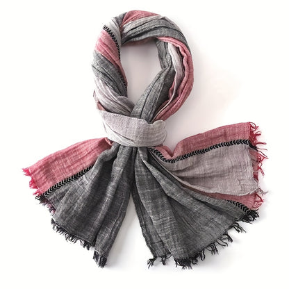 1pc Unisex Cotton Thin Fashion British Color Matching Warm Scarf For Spring For Autumn And Winter