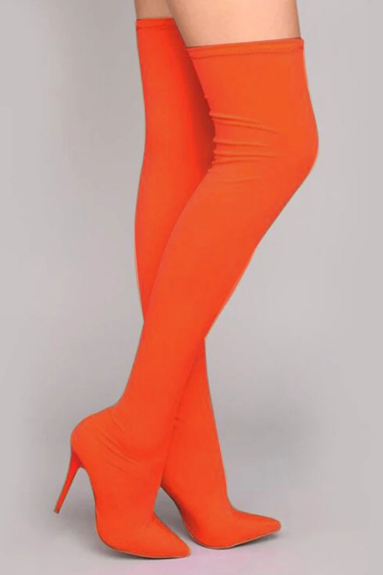 storexq Solid Color Stylish Zipper Stiletto Boots