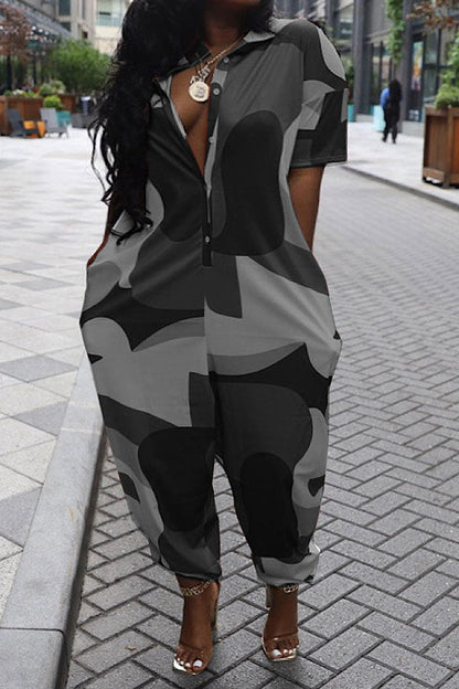 storexq Abstract Print Stylish Pocket Jumpsuit