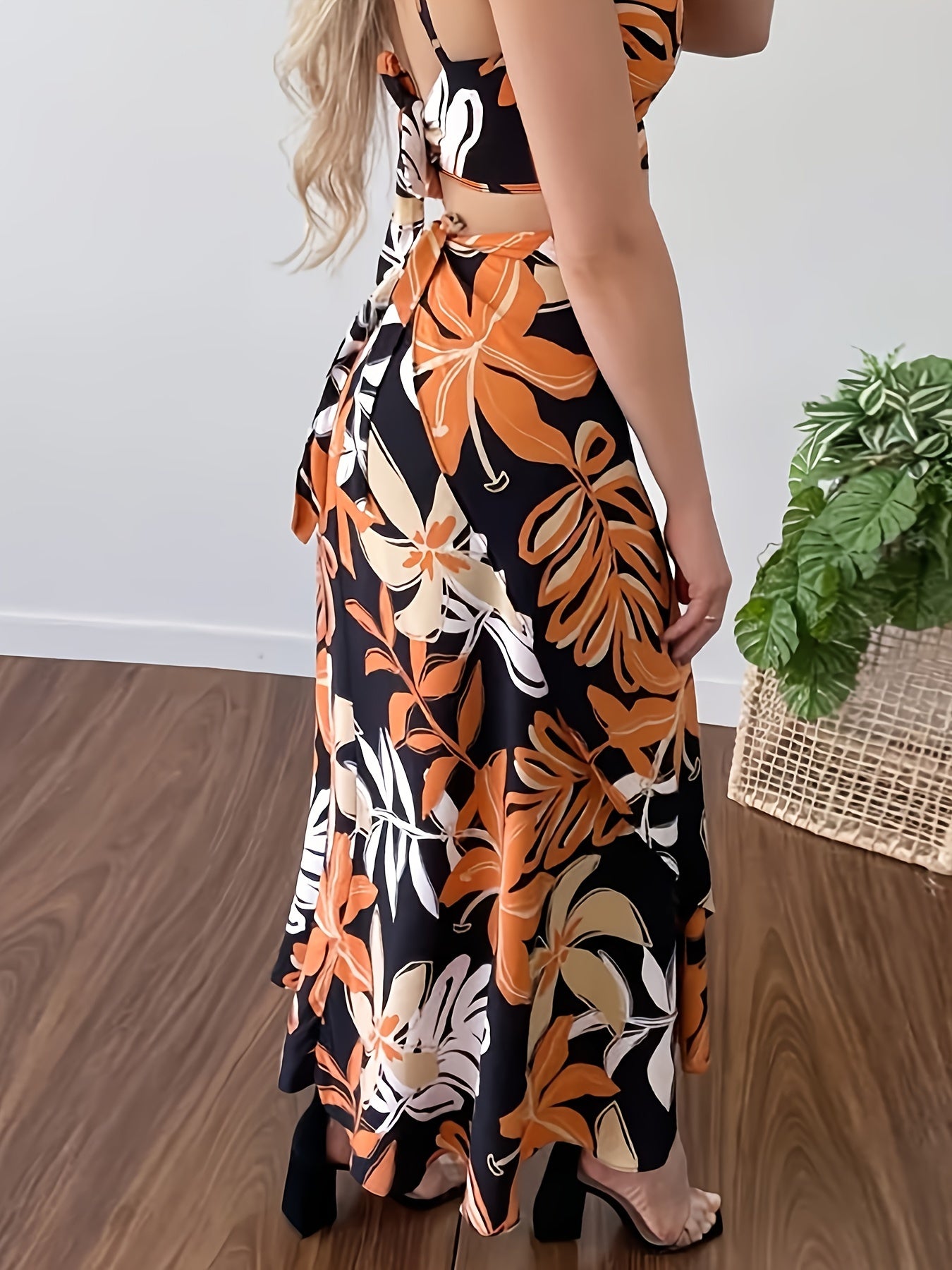 Vibrant Floral Print A-Line Tie High Waist Skirt - Flattering, Flowy, and Comfortable Design for Women - Perfect for Spring and Summer Vacation, Outdoor Activities, and Daily Wear