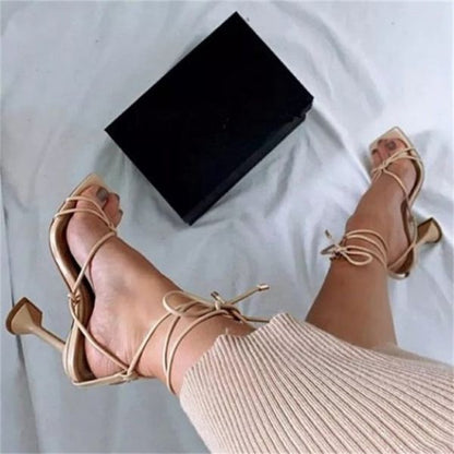 storexq Solid Color Classic Strappy Square Toe Sandals