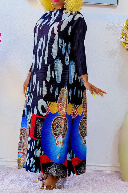 storexq Tribal Print Stylish Pleated Maxi Dress