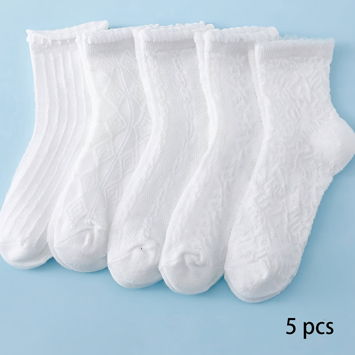 5 Pairs Of Toddler's Solid Crew Socks, Soft Comfy Breathable Children's Socks For Boys Girls All Seasons Wearing