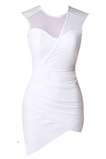 storexq White Pretty Irregular See-Through Mini Dress