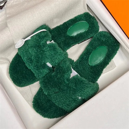 Designer fur slides Slippers for Warm and Cozy Winter Wool Slides Skin Soft Furry Sandals Winter Letters Warm Comfortable Fuzzy Girl Flip Flop Oran Slipper Women size