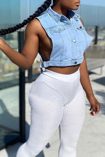 storexq Denim Boyish Single Breasted Coat