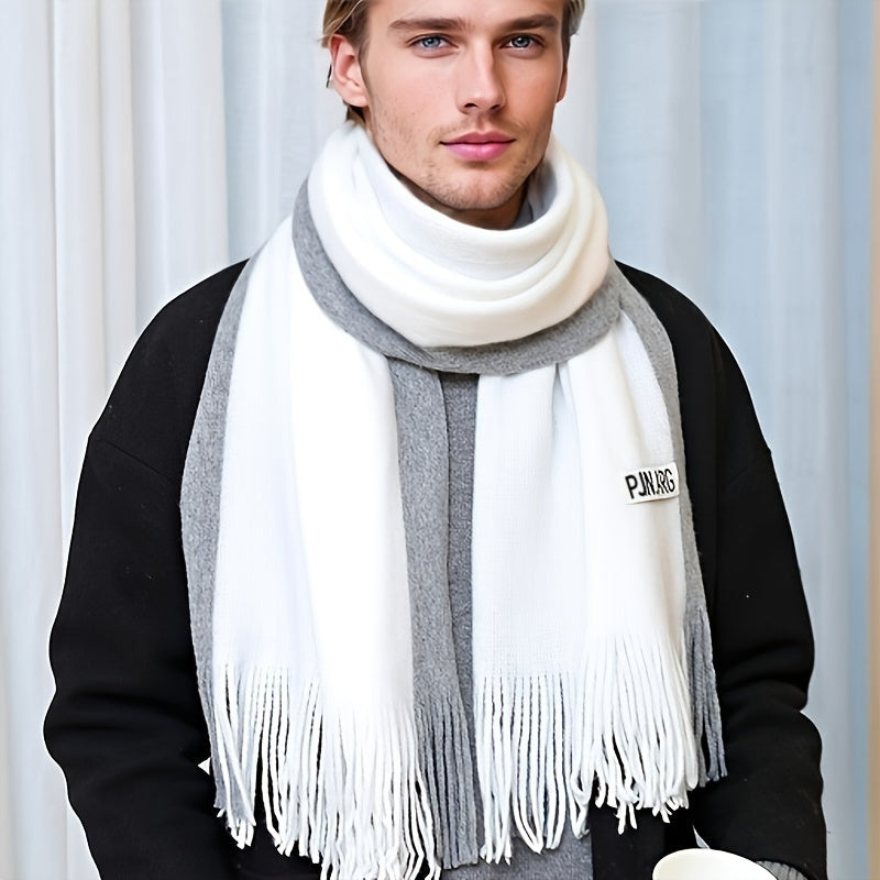 Elegant Men's Winter Scarf: Warm, Handwashable, Polyester Blend, Sizes Available