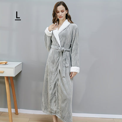 1pc Ultimate Flannel Bathrobe - Super-Soft & Cozy, Full-Length Nightgown, Insulated for Winter Warmth, Perfect Unisex Home Robe - Your Everyday Luxury Bathroom Essential