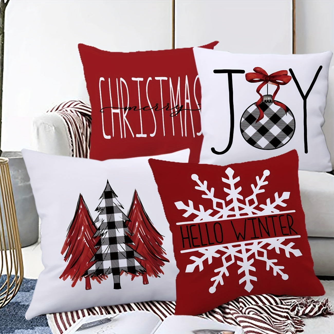 1pc/4pcs Merry Christmas Throw Pillow Covers - Festive Home Decor for Bedroom, Living Room, Sofa, Car with Seasonal Cheer