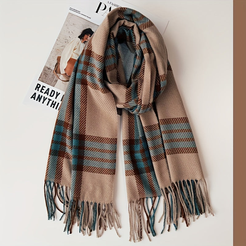 1pc Men's Classic Plaid Scarf For Autumn And Winter