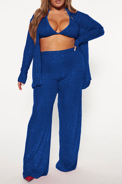 storexq Sequined Classic Three Pieces Pant Suit