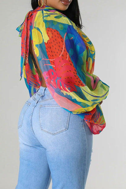 storexq Tie Dye Unusual High Split Blouse