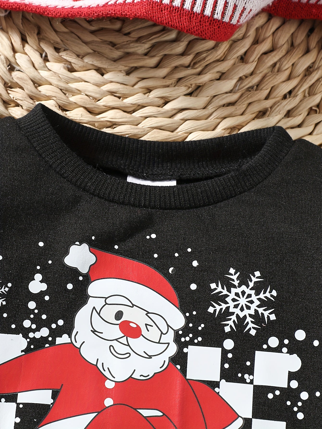 Boys' Christmas Santa Claus Letter Print Long Sleeve Sweatshirt And Pants Set, Polyester Knit, Regular Fit, Cartoon Pattern, Party Style, Toddler Newborn Outfit for Fall/Winter, for Outdoor