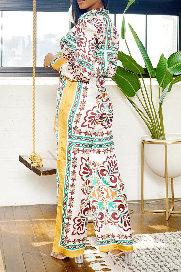 storexq Tribal Print Patchwork Laid Back Pant Suit