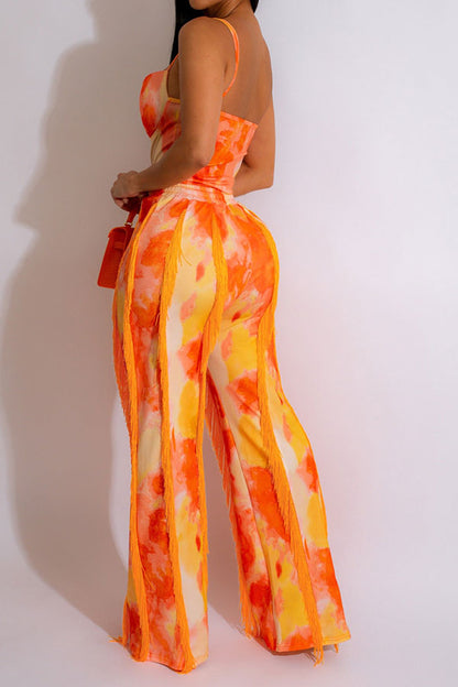 storexq Tie Dye Rocking Tassel Pant Suit