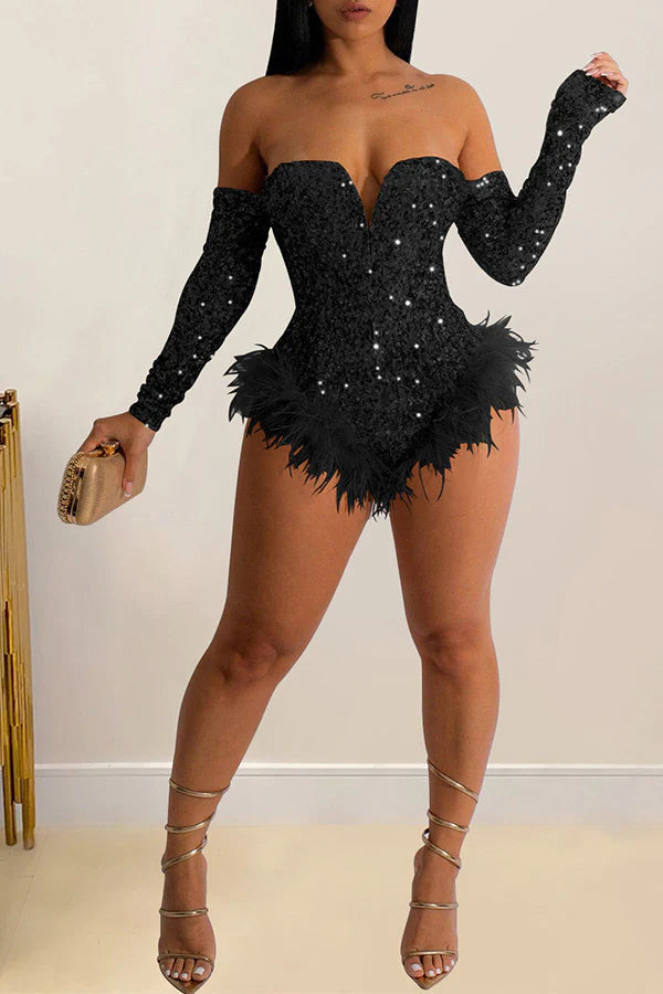 storexq Sequined Smart Fluffy Romper