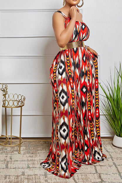 storexq Geometric Tie Dye Laid Back Wide Leg Jumpsuit