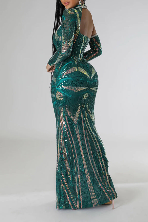 namcoverse Sequined Striking Cutout Maxi Dress