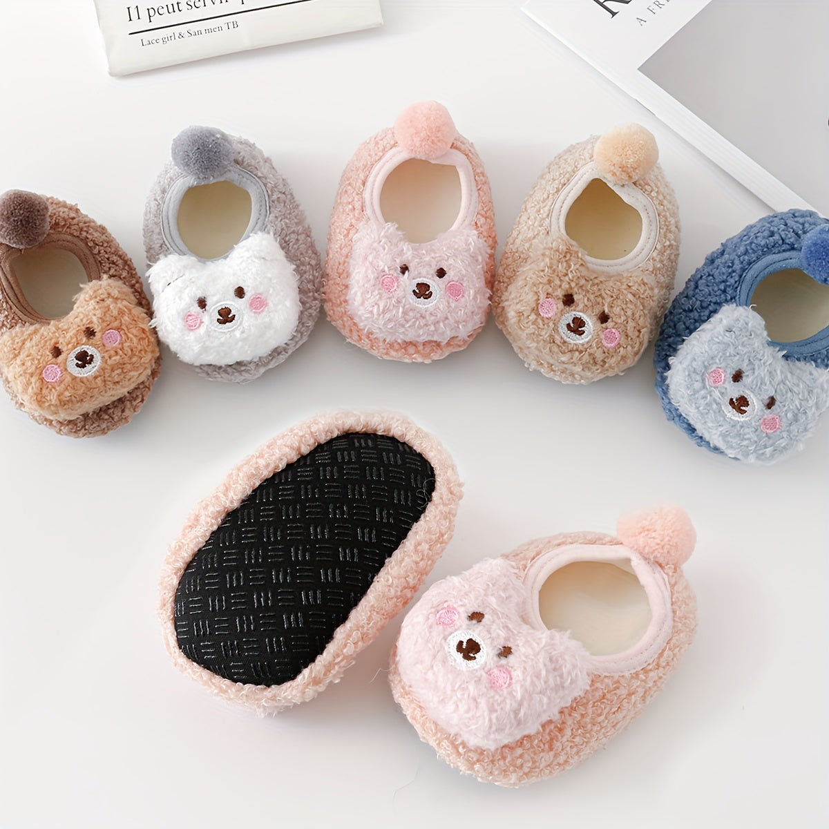 Cute Christmas Animal Slippers - 1pair Non-slip Baby Toddler Shoes Socks for Girls & Boys