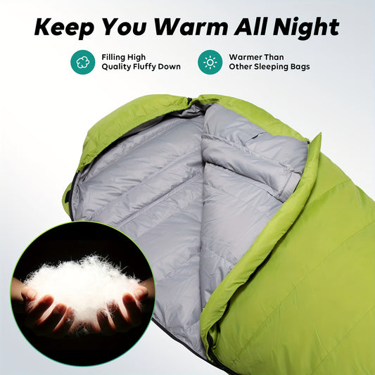 4-Season Mummy Sleeping Bag - Ultra-Warm, Lightweight, Waterproof, and Compact for Adults - Ideal for Camping, Outdoor, Hiking, and Backpacking Adventures with Compression Sack