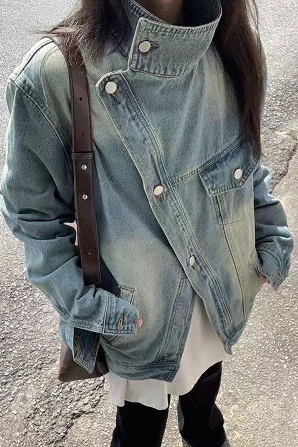 storexq Gradient Urban Irregular Denim Coat