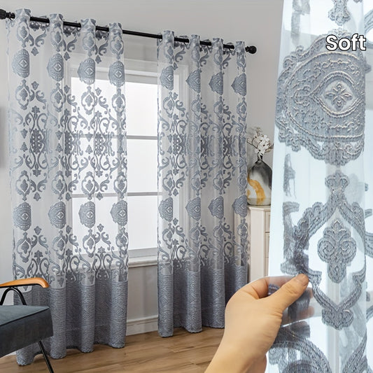 1pc Exquisite Jacquard Embroidered Window Sheer Curtain - Soft, Stylish, and Breathable Window Treatment for Living Room, Bedroom, and Balcony - Elevate Your Home Decor with Luxurious Textures and Natural Light Filtering