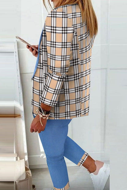 storexq Patchwork Plaid Undeniable Pant Suit