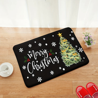 1pc Merry Christmas Floor Mat, Soft Non-slip Bath Rug, Machine Washable Bath Mat, Absorbent Fashion Carpet For Home Living Room Bathroom, Home Decor Christmas Decorations Thanksgiving Gift , fall decor