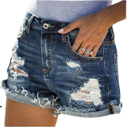 Women's Jeans Denim shorts fashion ripped rough jeans Y19042901