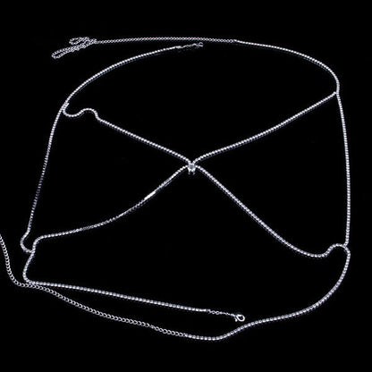 storexq Crystal Pendant Simple Criss Cross Rhinestone Bra Chain