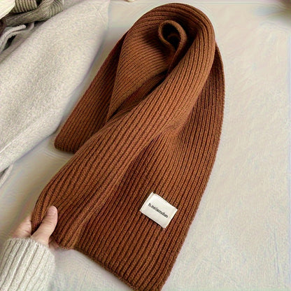 Elegant Solid Color Knit Scarf - Thick, Warm & Windproof for Autumn/Winter | Soft Acrylic