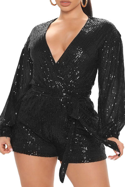 storexq Sequined Smart Lace-Up Romper