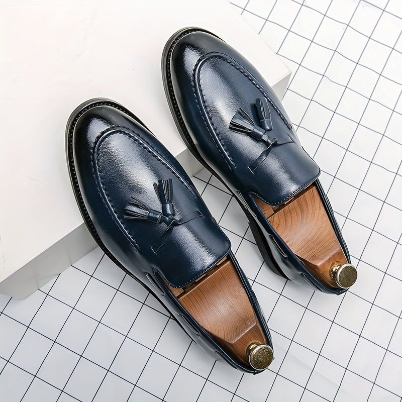 Elegant Men's Tassel Loafers - Versatile Slip-On, Non-Slip, Round Toe Business Shoes for All Seasons