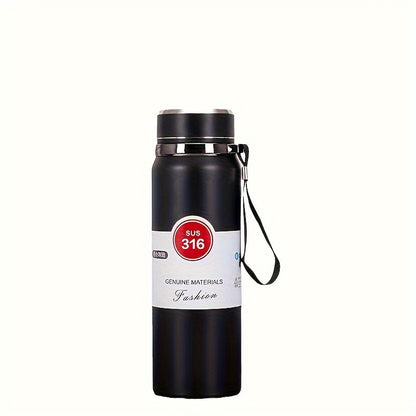 1pc Modern Simple 316 Stainless Steel Vacuum Insulation Cup Double Layer Large Capacity Portable Sports Water Bottle Outdoor Mountaineering Travel Sling Pot