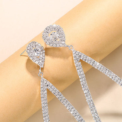 storexq 1Pair Water Drop Shape Rhinestone Classic Cutout Earrings