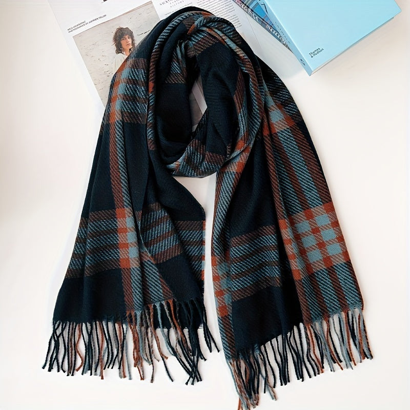 1pc Men's Classic Plaid Scarf For Autumn And Winter