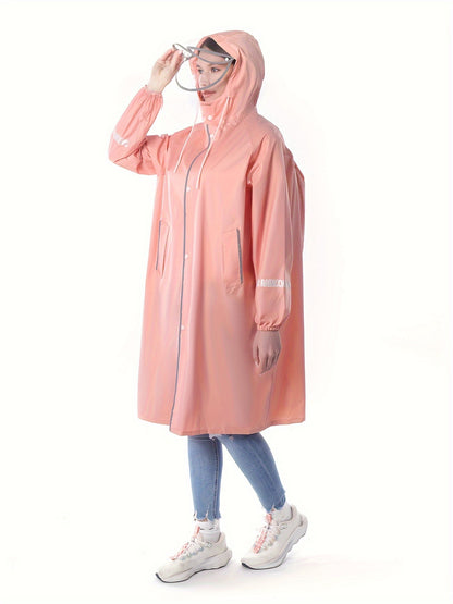 1pc Fashion Rain Windbreaker Solid Color Style Adult Rain Poncho Multifunctional Long Raincoat