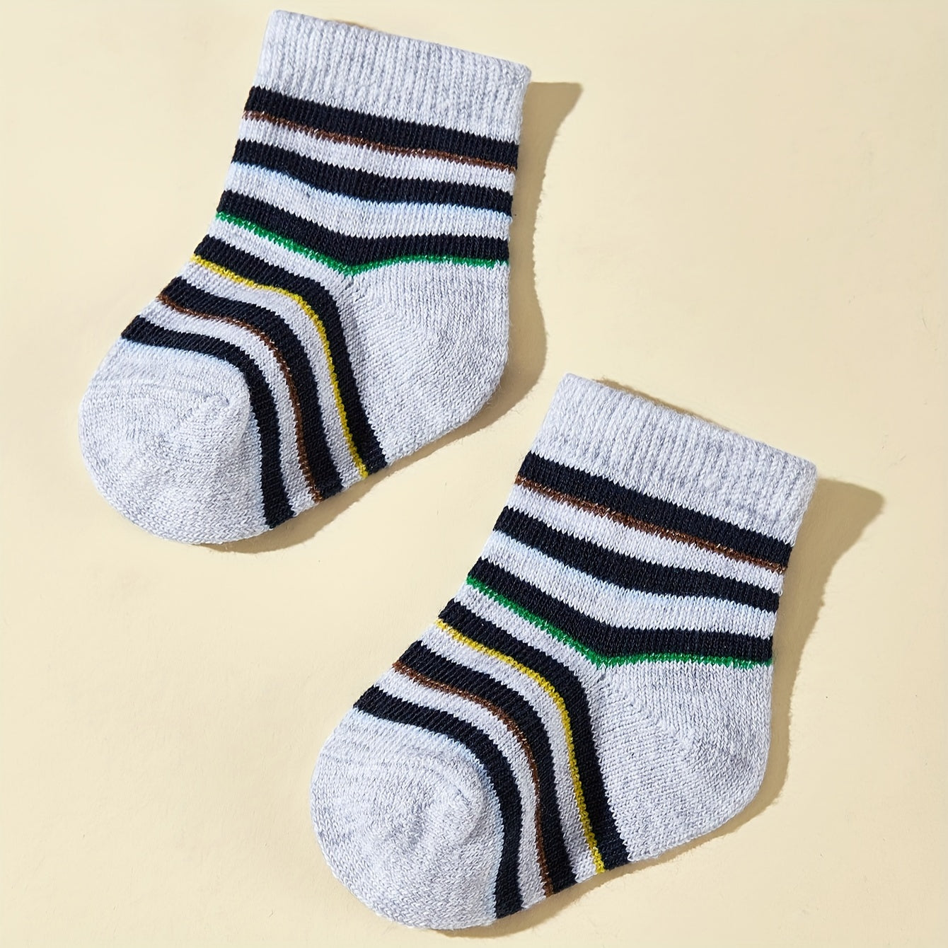 12 Pairs/6 Pairs Of Baby Boy Striped Mid-tube Socks, Simple Four-season Short Socks