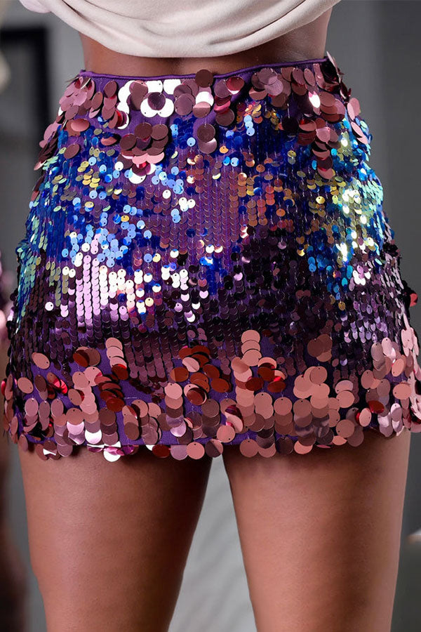 storexq Gradient Sequined Glittery Bodycon Skirt