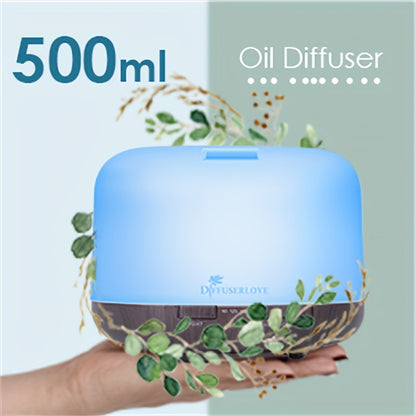 500ml Essential Oil Diffuser - Humidifier with Remote Control, Waterless Auto Shut Off, Timing Mode, and Adjustable Oil Diffuser for Home