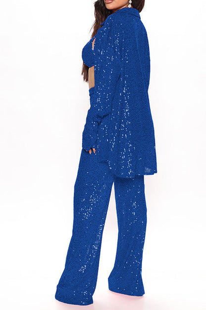 storexq Sequined Classic Three Pieces Pant Suit