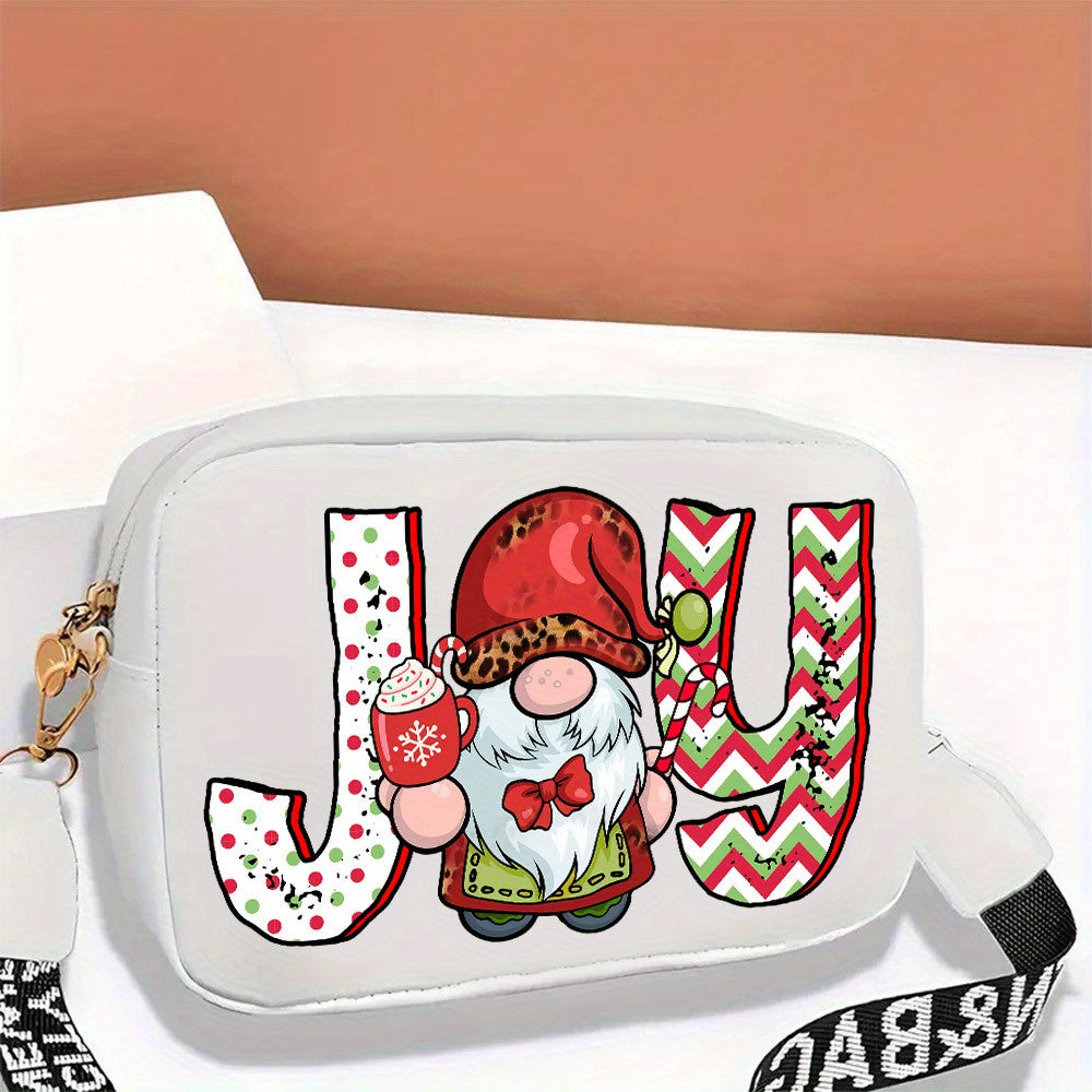 1pc Festive Christmas Crossbody Bag, Women'S Casual Handbag and Wallet, Faux Leather, Artistic Gnome Design, Thanksgiving & Christmas Holiday Accessory