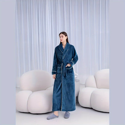 Unisex Plaid Bath Robe , Long Soft Comfortable Home Hotel Robe, Modern Style, Machine Washable, No Dry Clean, 300g/㎡ Knitted Fabric, Polyester Fiber, Bath Towel Theme